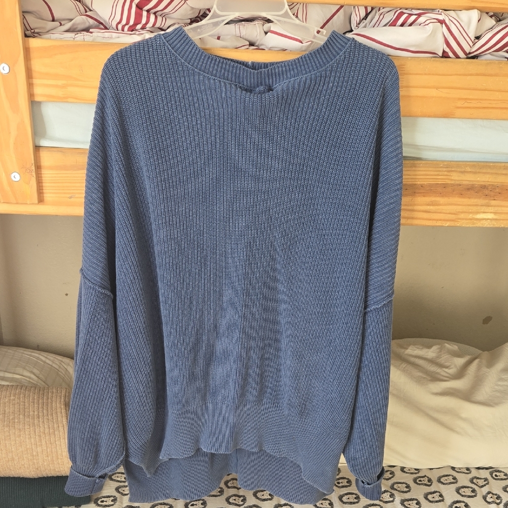 Aerie Textured Knit Sweater in Blue